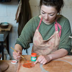 Hannah Staniforth at work in the YAS ceramics starter studio at Manor Oaks in Sheffield 2017